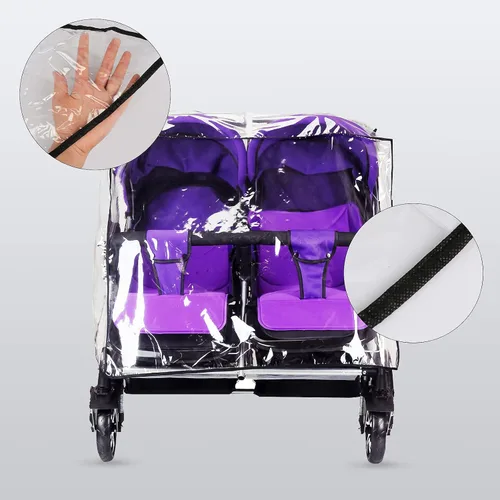 Vista 3 de Universal Twins - Funda impermeable para cochecito de bebé, impermeable, protección contra la lluvia, lado a lado, al aire libre, doble carro