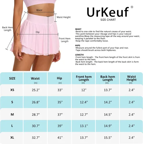 Vista 6 de UrKeuf - Faldas de tenis atléticas con bolsillos de 13 pulgadas y volantes, para golf, correr, entrenamiento, falda pantalón deportiva de seda fría