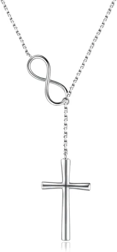 Vista 7 de Sariel Collar con colgante de cruz de fe, esperanza y amor de plata esterlina 925 para mujer, joyería cristiana para cumpleaños, Navidad, Navidad