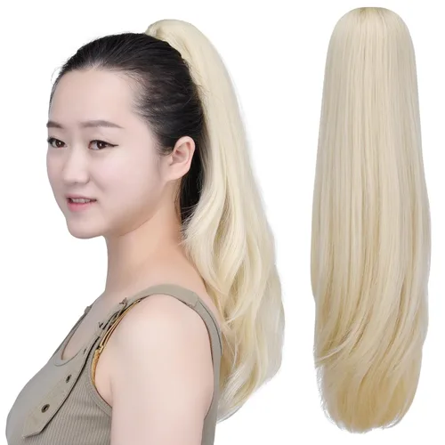 Vista 16 de SYXLCYGG Auburn Clip Cola de caballo Clip Cola de caballo Extensión de cola de caballo ondulado 10 pulgadas 3.5 oz pelo sintético falso pieza