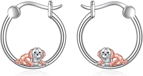 Vista 13 de VONALA Aretes de aro de animal lindo de plata de ley 925 Joyería Regalos de cumpleaños para mujeres