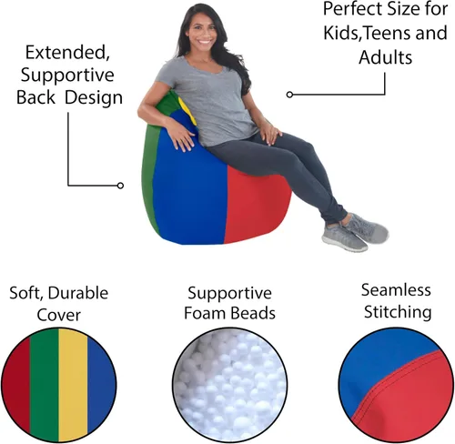 Vista 5 de FDP SoftScape Puf con diseño de respaldo alto en forma de gota de rocío, para niños, adolescentes y adultos, asiento alternativo para dormitorios