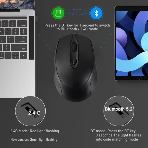Vista 2 de Ratón inalámbrico Bluetooth USBC para Mac Book Pro/portátil/computadora, ratón inalámbrico silencioso recargable compatible con MacBook