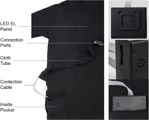 Vista 5 de Camiseta LED activada por sonido ropa de ecualizador iluminada para fiestas