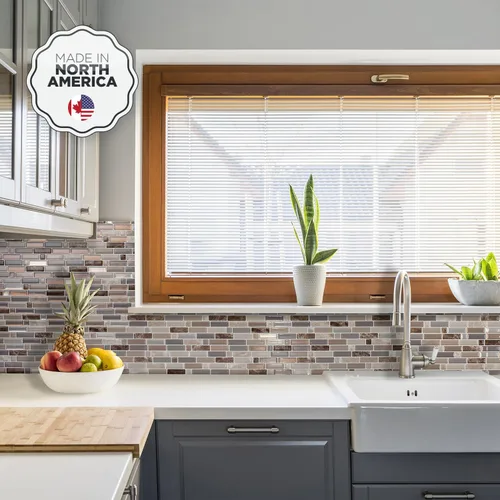 Vista 2 de SMART TILES Protector contra salpicaduras despegar y pegar - 5 hojas de 9.36" x 9.73" - Azulejo adhesivo 3D despegar y pegar para protector contra