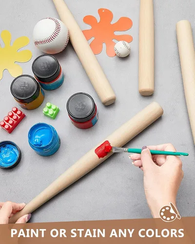 Vista 3 de Marsui 6 piezas de mini bate de béisbol de 18 pulgadas de madera sin acabar, pequeños bates de béisbol sin pintar, manualidades para manualidades