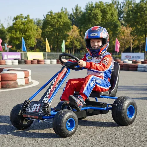 Vista 9 de HONEY JOY Pedal Go Kart, Go Kart de Pedal de 4 Ruedas para Niños Pequeños, Juguete de Coche de Pedal de Carreras, Adelante/Atrás, Asiento