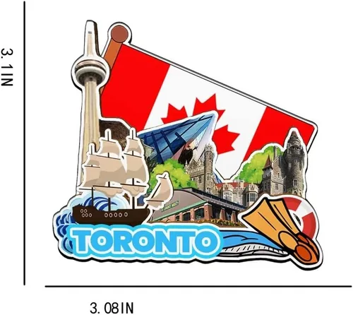 Vista 3 de Imán de madera para nevera de Toronto Ontario, Canadá, Monumentos 3D, recuerdos coleccionables, decoración hecha a mano -2212
