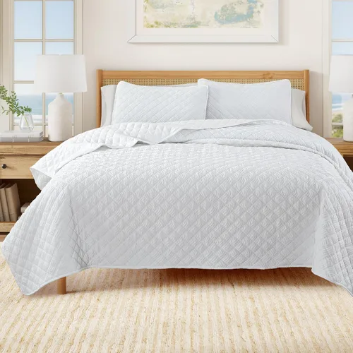 Vista 27 de Great Bay Home Juego de edredón individual/individual XL, juego de ropa de cama de 2 piezas con costuras en caja de sirsaca - colcha suave, ligera