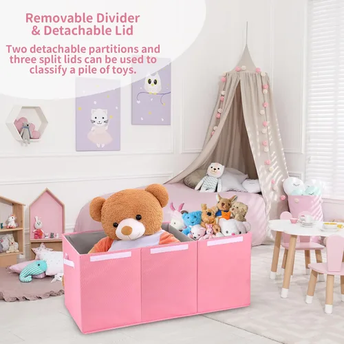 Vista 3 de Fixwal Organizador de almacenamiento de juguetes para niñas, caja de juguetes extra grande para niños, divisor plegable y extraíble para guardería