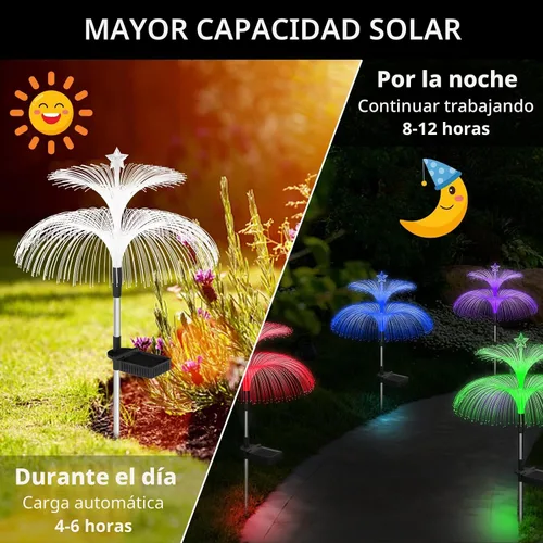 Vista 4 de Weepong - Luces solares para jardín 3 unidades, nuevas luces solares mejoradas al aire libre, resistentes al agua, 7 colores que cambian, doble