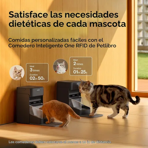 Vista 3 de PETLIBRO Alimentadores RFID para 2 gatos, sensor de collar para comidas personalizadas, reconocimiento de gatos, seguimiento de dieta y antirrobo