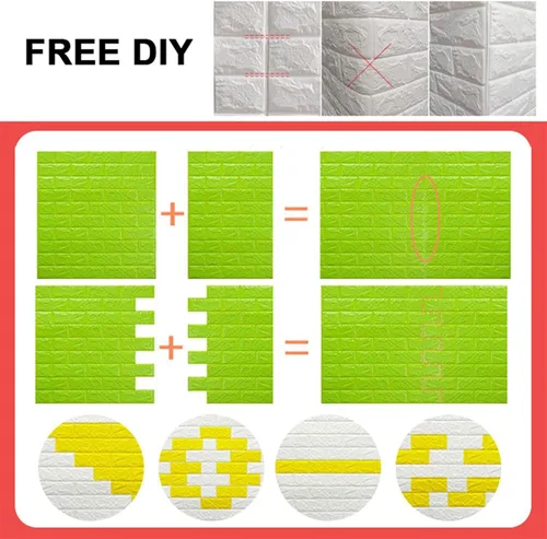 Vista 5 de Melairya Paneles de pared 3D para decoración de paredes interiores, paneles de pared con textura de espuma 3D, 20 piezas de papel tapiz autoadhesivo