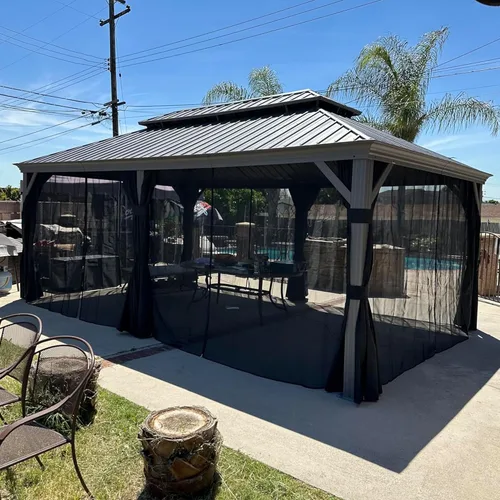 Vista 41 de PURPLE LEAF - Gazebo para exteriores de 10 x 12 pies, con sistema de drenaje
