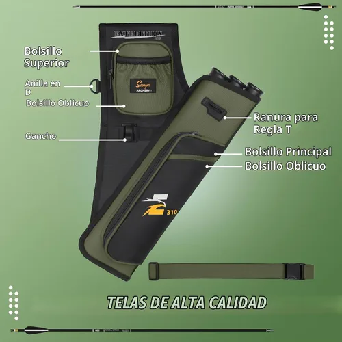 Vista 3 de SUNYA Carcaj de cadera de tiro con arco para flechas. Incluye 3 tubos de soporte de flecha, bolsillos de accesorios y cinturón de cintura. Apto