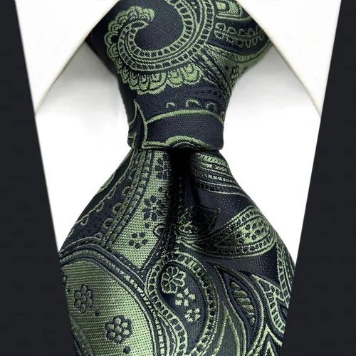 Vista 3 de S&W SHLAX&WING Corbatas para hombres Tie Pack Verde Oscuro Paisley