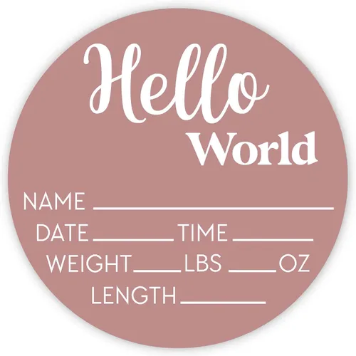 Vista 14 de Letrero de recién nacido "Hello World" - Placa de anuncio de nacimiento con nombre de bebé para hospital - Accesorio para fotos - Decoración