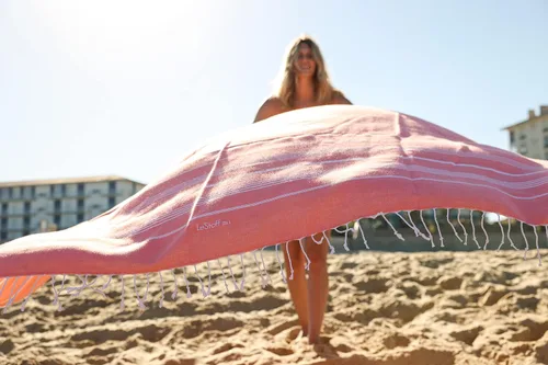 Vista 3 de LeStoff Fouta Premium - 100% algodón orgánico - Prelavado, duradero, absorbente y de secado rápido, para playa, baño, ducha, yoga, sauna y sábana