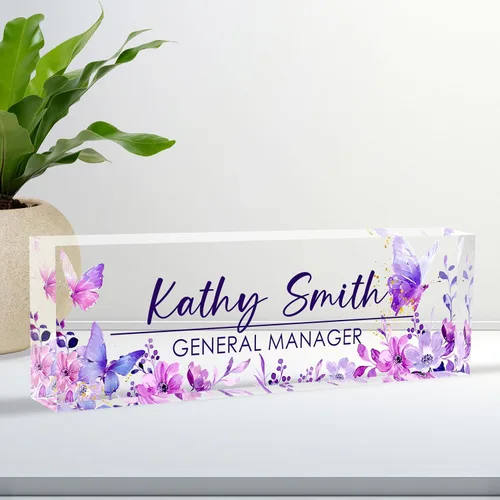 Vista 14 de Placa de identificación acrílica personalizada para escritorio, personalizar decoración de oficina B-Glass