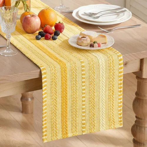 Vista 16 de Artoid Mode Camino de mesa tejido estilo granja verde ejército, decoración rústica de temporada festiva para la cocina y el comedor, para decoración
