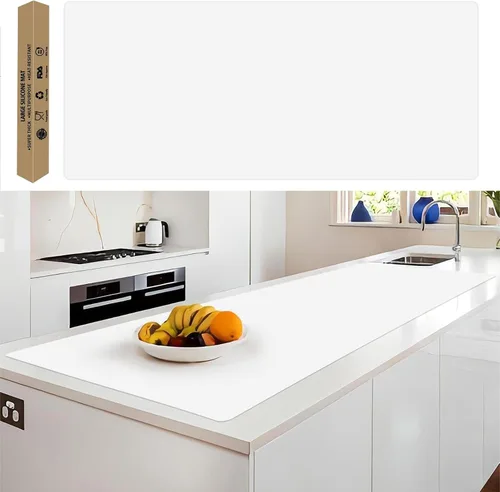 Vista 50 de Tapete de silicona súper grande, 120 x 24 pulgadas, tapete de silicona para encimera de cocina, tapete antideslizante resistente al calor, tapete