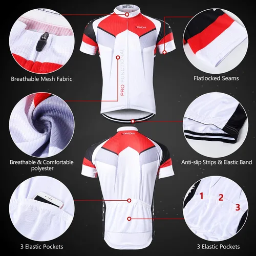 Vista 19 de Lixada Camiseta de ciclismo para hombre de manga corta con pantalones cortos acolchados de secado rápido para verano, ropa corta para bicicleta