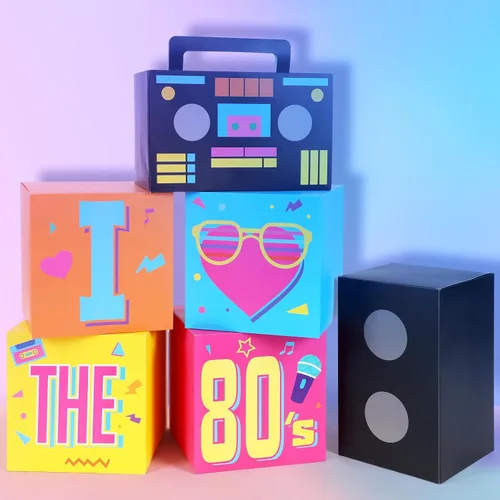 Vista 10 de Amyhill 6 piezas de decoraciones grandes de fiesta de los años 50, juego de recuerdos de hip hop, cajas de fiesta de papel, decoración temática