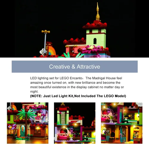 Vista 5 de Kit de luz LED solamente, compatible con Lego Encanto Madrigal House 43202 – Kit de luz solamente, no viene