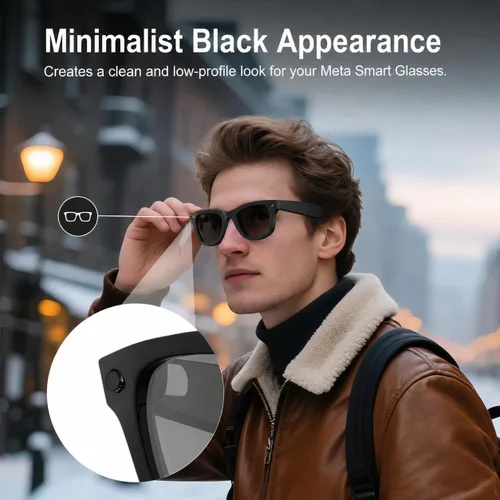 Vista 2 de Cubierta de luz inteligente para lentes compatibles con Meta Ray-Ban Gen 1/2 Wayfarer, Skyler y Oakley HSTN, accesorios de cubierta negra