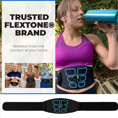 Vista 5 de FlexTone Estimulador de abdominales, tónico muscular para cinturón abdominal para hombres y mujeres, sistema estimulador eléctrico para fortalecer