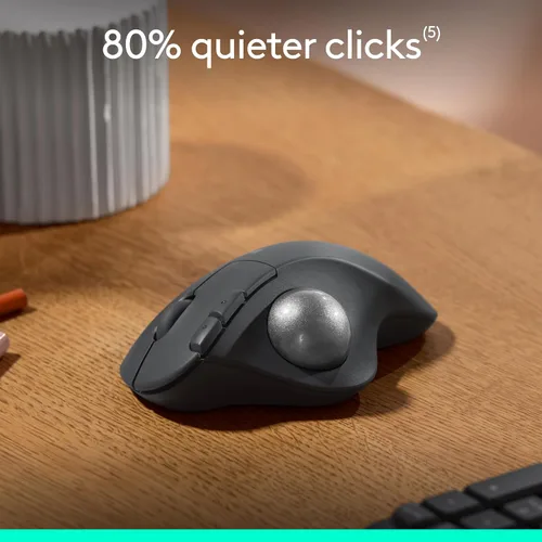 Vista 7 de Logitech Ergo M575S Ratón inalámbrico de Trackball, mouse ergonómico inalámbrico con Bluetooth y dongle cifrado, cómodo control de pulgar