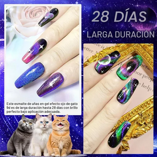 Vista 3 de NAILGIL Cat Eye Gel Nail Polish, Hema Free 9D Cat Eye Gel Polish -SetA 9D Set-A Galaxy