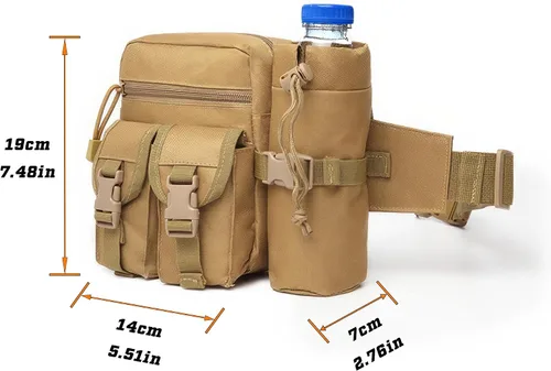 Vista 2 de Riñonera táctica con soporte para botella de agua, versátil e impermeable, riñonera militar, cinturón de utilidad para senderismo al aire libre