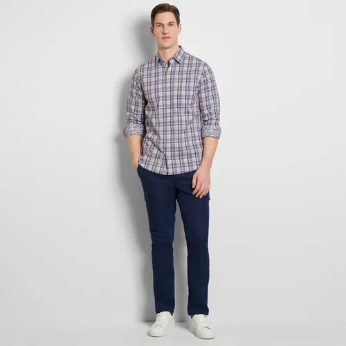 Vista 4 de Van Heusen Camiseta para Hombre de Manga Larga con Botones, Ajuste Estrecho, Largo Regular, Tejido Cómodo y Elástico