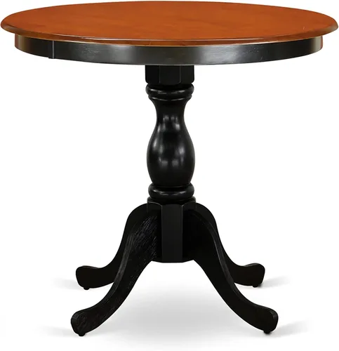 Vista 3 de East West Furniture ESKE3-BCH-LC - Juego de mesa y sillas de cocina de 3 piezas que contiene una mesa de comedor redonda con pedestal y 2 sillas