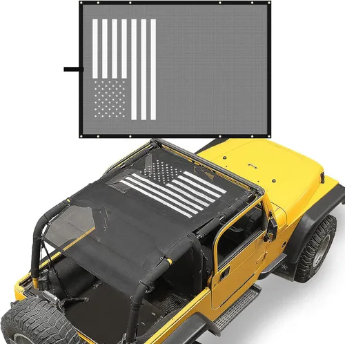 Vista 9 de RT-TCZ para Jeep TJ Parasol de Sol Techo de Malla Bikini Top Cover para Jeep Wrangler TJ 1997-2006 Negro