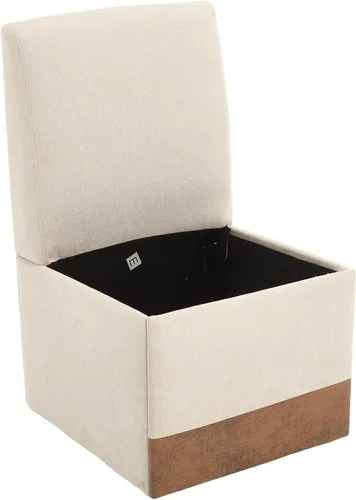 Vista 6 de Juego de mesa de comedor extensible para mesa de cocina extensible de 4, 5 piezas y 4 sillas de almacenamiento ocultas de lino tapizadas de madera