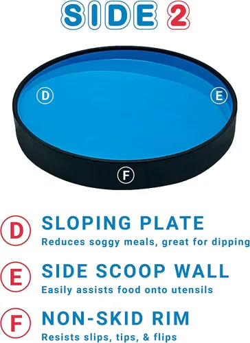 Vista 4 de STAYnEAT - Placa de succión dividida + plato Sloop n Scoop Dish, protector contra derrames y más, fabricado en Estados Unidos. Azul (S)