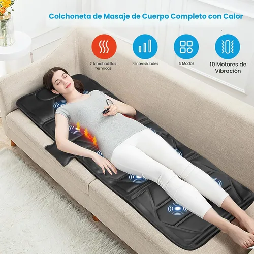 Vista 2 de CooCoCo - Alfombrilla de masaje de cuerpo completo con calor, 4 zonas seleccionables para cama o sofá