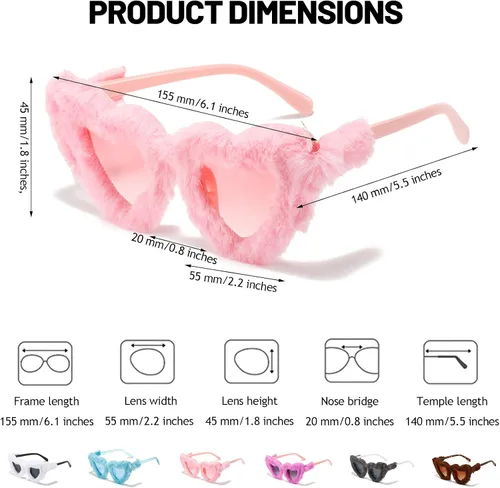 Vista 2 de Gafas de sol de piel para mujer, con forma de corazón, gafas de sol de moda, para fiesta de Halloween