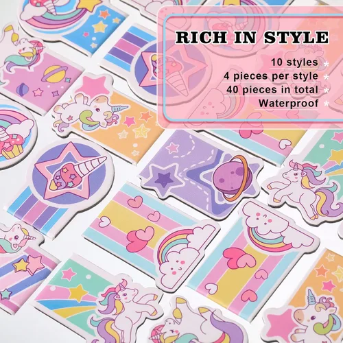 Vista 2 de Containlol 40 marcapáginas magnéticas de unicornio de regalo de regreso a clases, bonitos clips de página, marcadores de página a granel para aula