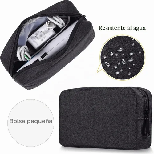 Vista 4 de CAAORDKSO Funda para accesorios electrónicos, organizador electrónico para cables de viaje, bolsa de almacenamiento impermeable portátil para disco