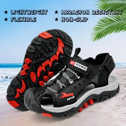 Vista 6 de JMFCHI FASHION Sandalias deportivas para niños, sandalias para exteriores, senderismo, atléticas, puntera cerrada, sandalias de playa para niñas