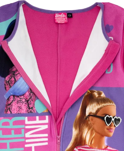 Vista 4 de Barbie Ropa de dormir rosa todo en uno para niña Experimenta el encanto con este cómodo mameluco rosa Ideal para relajarse