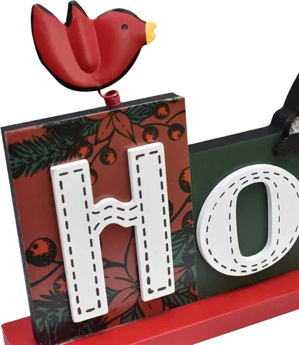 Vista 6 de Letrero de madera de Navidad HOHOHO Decoración de Papá Noel, decoración decorativa de madera con palabras HOHOHO, decoración rústica independiente