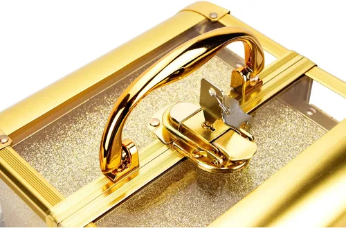 Vista 8 de Ver Beauty Art Craft Tattoo Maquillaje Acrílico Mini Tren Caja Organizadora de Caja de Aluminio Dos Estantes Voladizos con Tapa Espejo Cerraduras