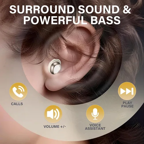 Vista 7 de Rulefiss Auriculares inalámbricos, ENC 40 dB con cancelación de ruido, 45 horas de reproducción, Bluetooth 5.4, controladores de 0.394 in con 5
