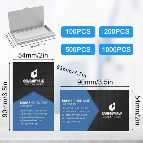 Vista 2 de Tarjetas de visita comerciales personalizadas con logotipo, personalizadas imprimibles de doble cara, tarjetas de visita personalizables 1000 500