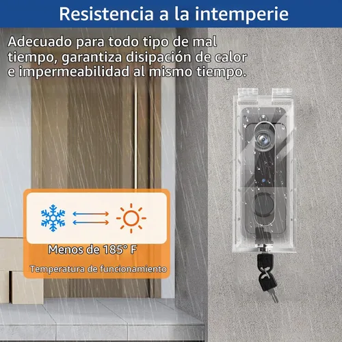 Vista 4 de Soporte de timbre de video antirrobo con llave, kit de cerradura de timbre de puerta altamente transparente, para montaje de timbre de timbre, sin
