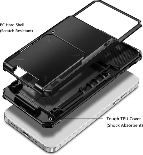 Vista 2 de Vofolen Funda compatible con iPhone 12, cartera 5G, 4 ranuras para tarjetas, tarjetero con bolsillo oculto, doble capa, cubierta trasera protectora